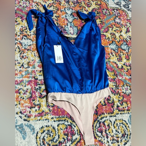 Strut & Bolt | NWT Blue Bodysuit Tie Shoulders Small - Picture 2 of 5